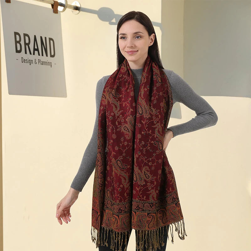 Luxury Brand Autumn Cashmere Pashmina Shawl Lady Wrap Warm Winter Scarves Design Print Female Foulard Cotton Stoles...