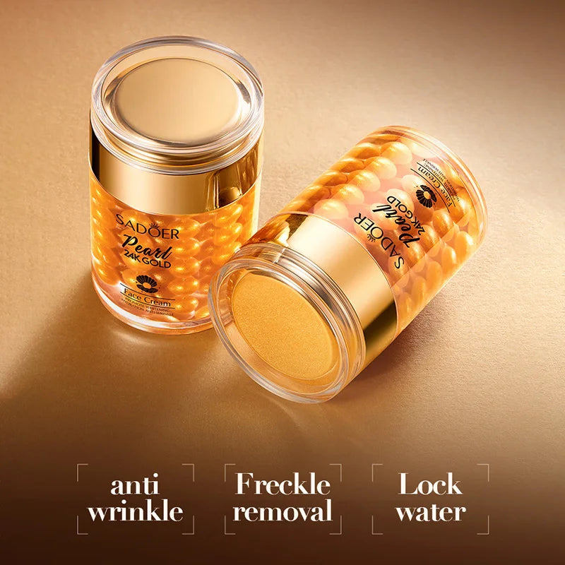 SADOER 24K Golden Pearl Collagen Face Cream Moisturizing Brightening Hydrating Firming Facial Cream Face Skin Care Products - Kimlud