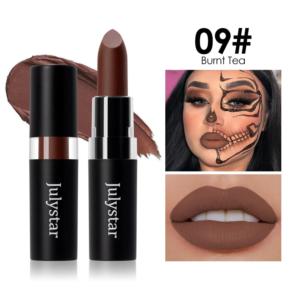 12 Colors Waterproof Blue Matte Lipstick Makeup Green Black Lipstick Long-lasting Purple Lip Stick Halloween Cosmetics for Women