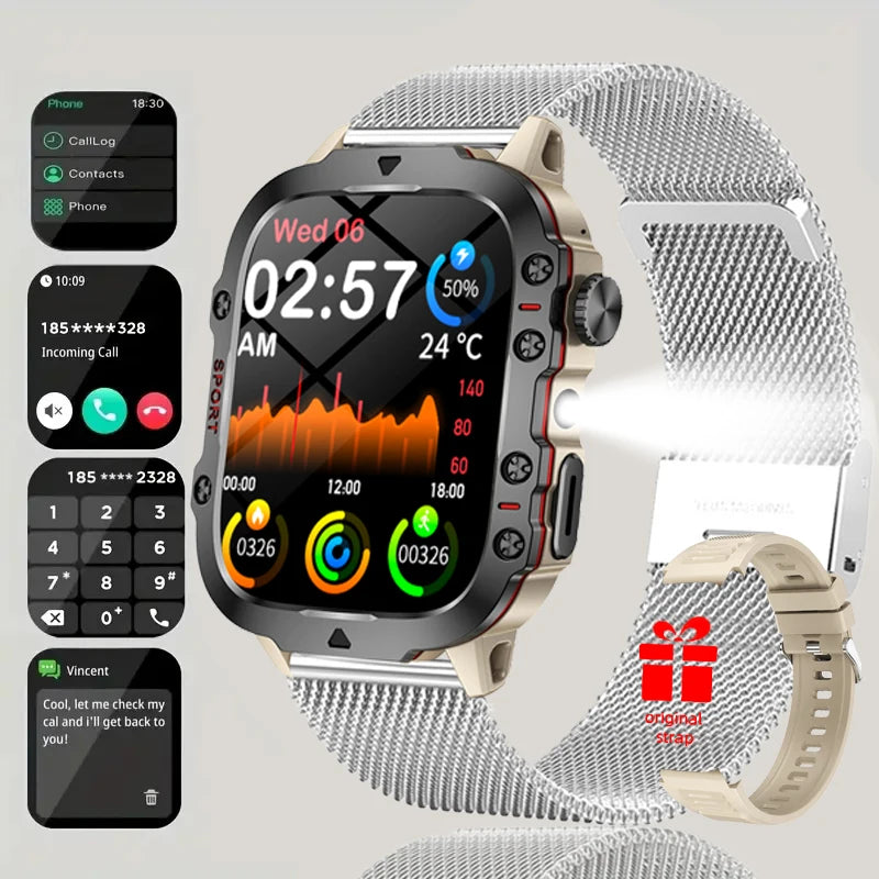 2025 New Men Women Smart Watch Flashlight 1.81” HD Display AI Voice Bluetooth Call Sports Watches Health Monitor Smartwatch Men