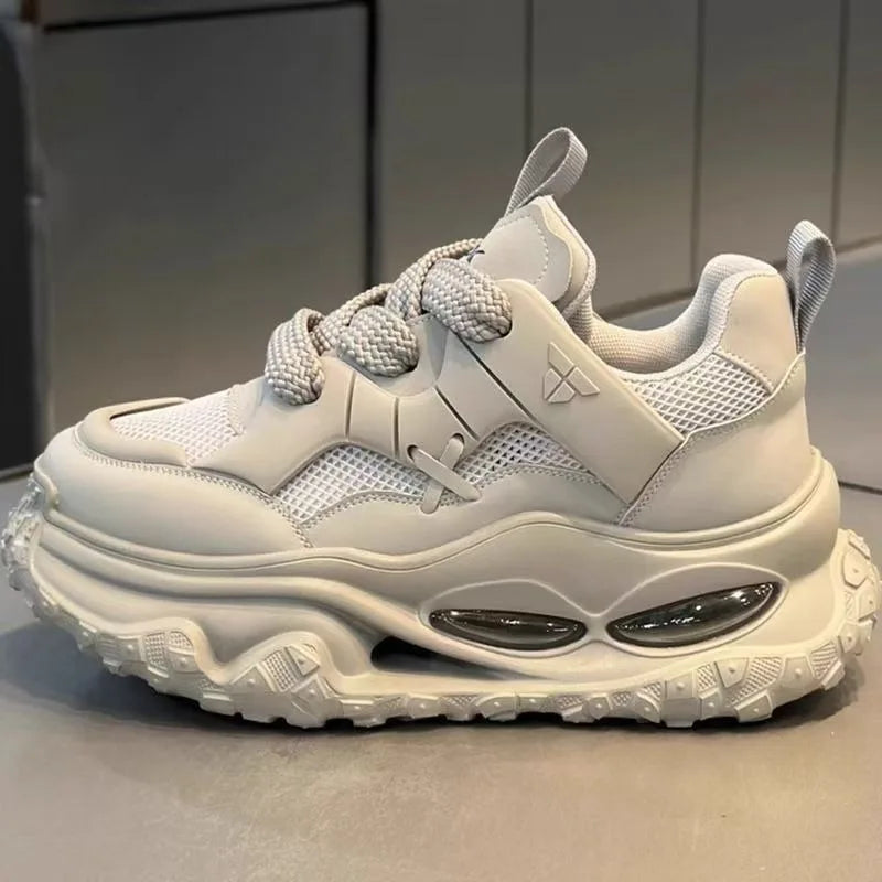 Men Breathable Mesh Casual Running Shoes Inner Elevation Thick Sole Shock-absorption Outdoor Teen Trend Unky Sneakers