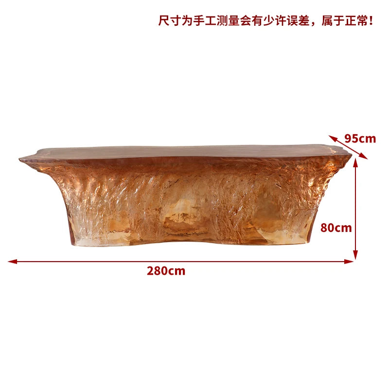 Premium Light Luxury Transparent Resin Hotel Front Desk Restaurant Villa Kitchen Partition Luminous Crystal Glacier Island Table