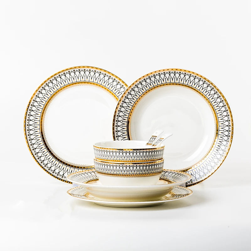 Nordic Fine Bone China Plates Set Dinner Serving Kitchen Dessert Plate Dish Tableware Porcelain Plate Bowl Dishware...