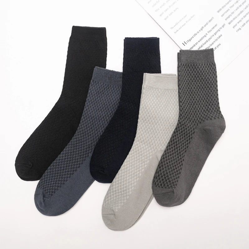 High Quality 10 Pairs/lot Men Bamboo Fiber Socks Breathable Compression Long Socks Business Casual Male Large size 38-45...