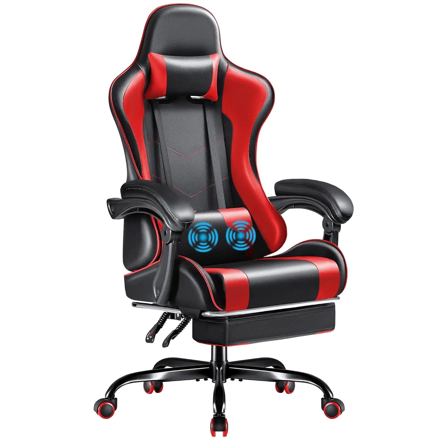 Gaming Chair with RGB LED Lights, Video Game Chair with Footrest and Massage Lumbar Support, High Back Reclining, Customized