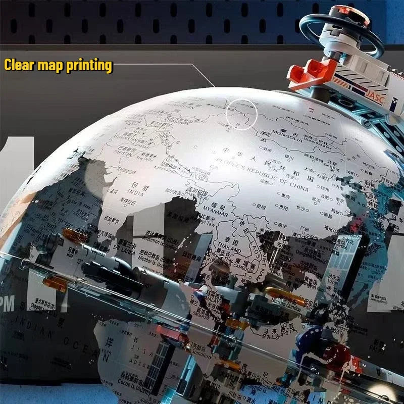 New Creative Technology Space Station Transparent Globe Building Blocks High Tech Construction Bricks Set Toy Gifts For Children