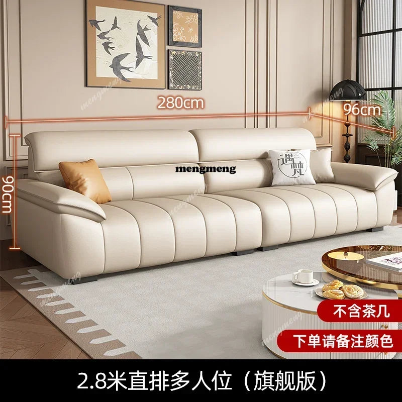 Genuine Leather Fancy Sofas Living Room Unique Lounge Floor Couches Puffs Italian Modern Divani Da Soggiorno Hotel Furniture - Kimlud
