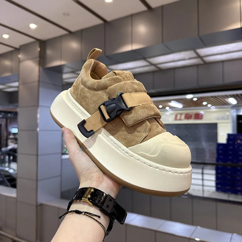 High Quality Men Height Increasing Platform Sneakers New Fashion Air Cushion Men Leather Casual Shoes Versatile Vulcanized Shoes