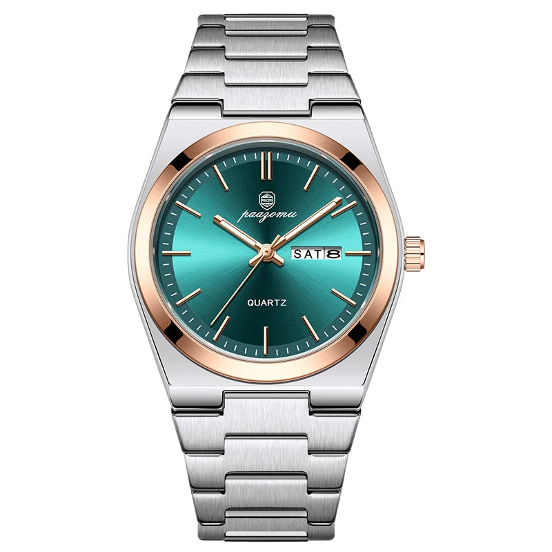 PAAZOMU Elegant Watch For Women Waterproof Luminous Date Week Ladies Watches Quartz Stainless Steel Woman's Fashion Wristwatch
