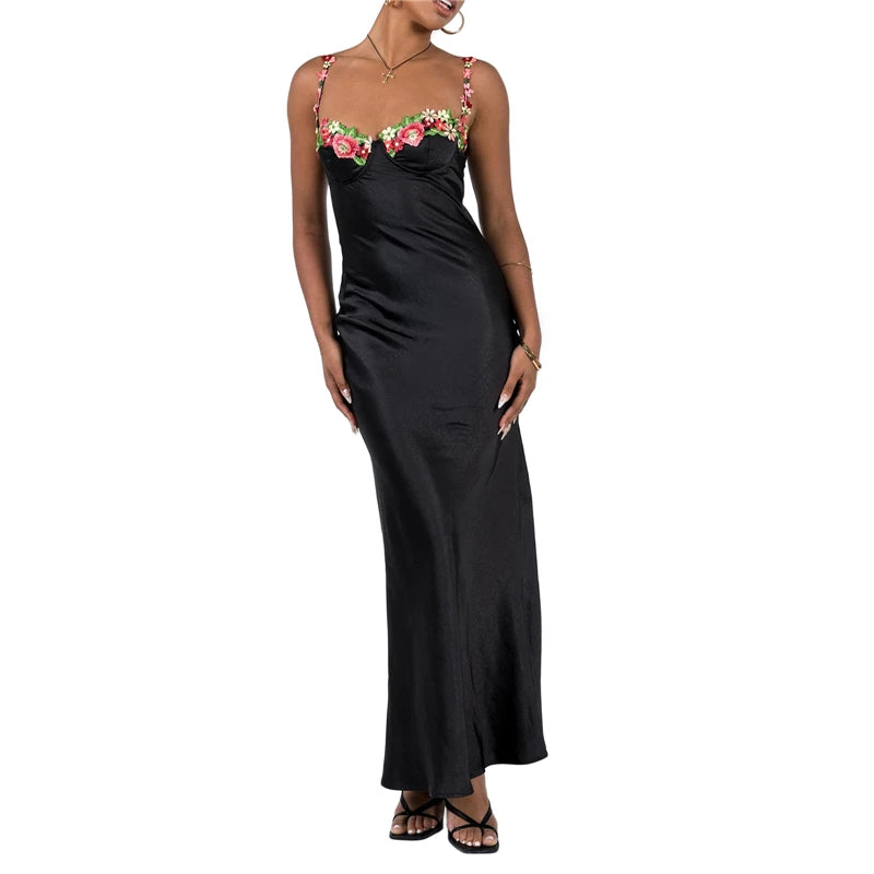 Lamuusaa Sexy Corset Dresses for Women y2k Low Cut Satin Spaghetti Strap Sleeveless Bodycon Dresses Going Out Party Dresses - Kimlud
