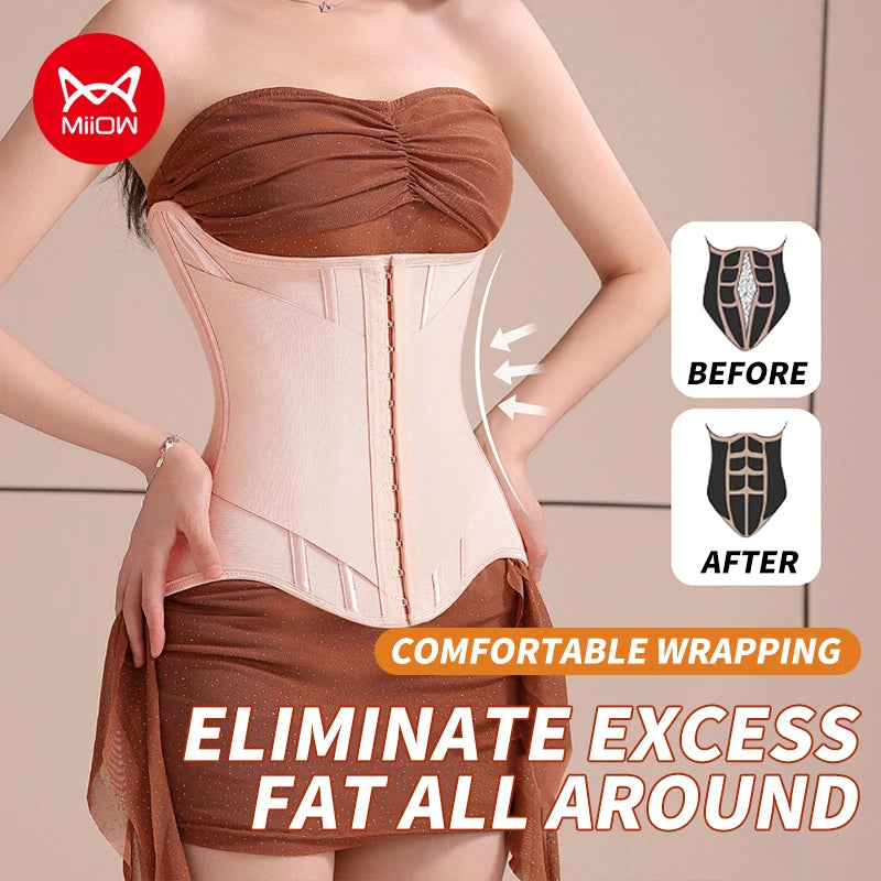 MiiOW U-shaped Waist Trainer Corset Women Buttoned Shapers Breast Lifted Waist Trainer Steel Bone Slimming Women's Shapewear - Kimlud