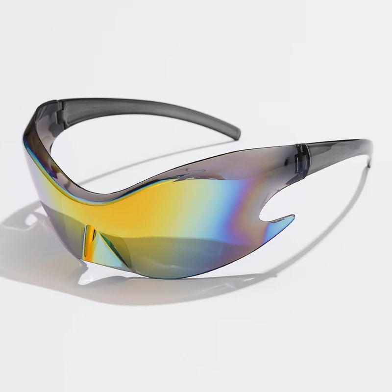 Women Men Unique Punk Style Sunglasses Luxury Brand Sports Goggle One Piece Sun Glasses For Male Cycling Hip Hop Shades UV400
