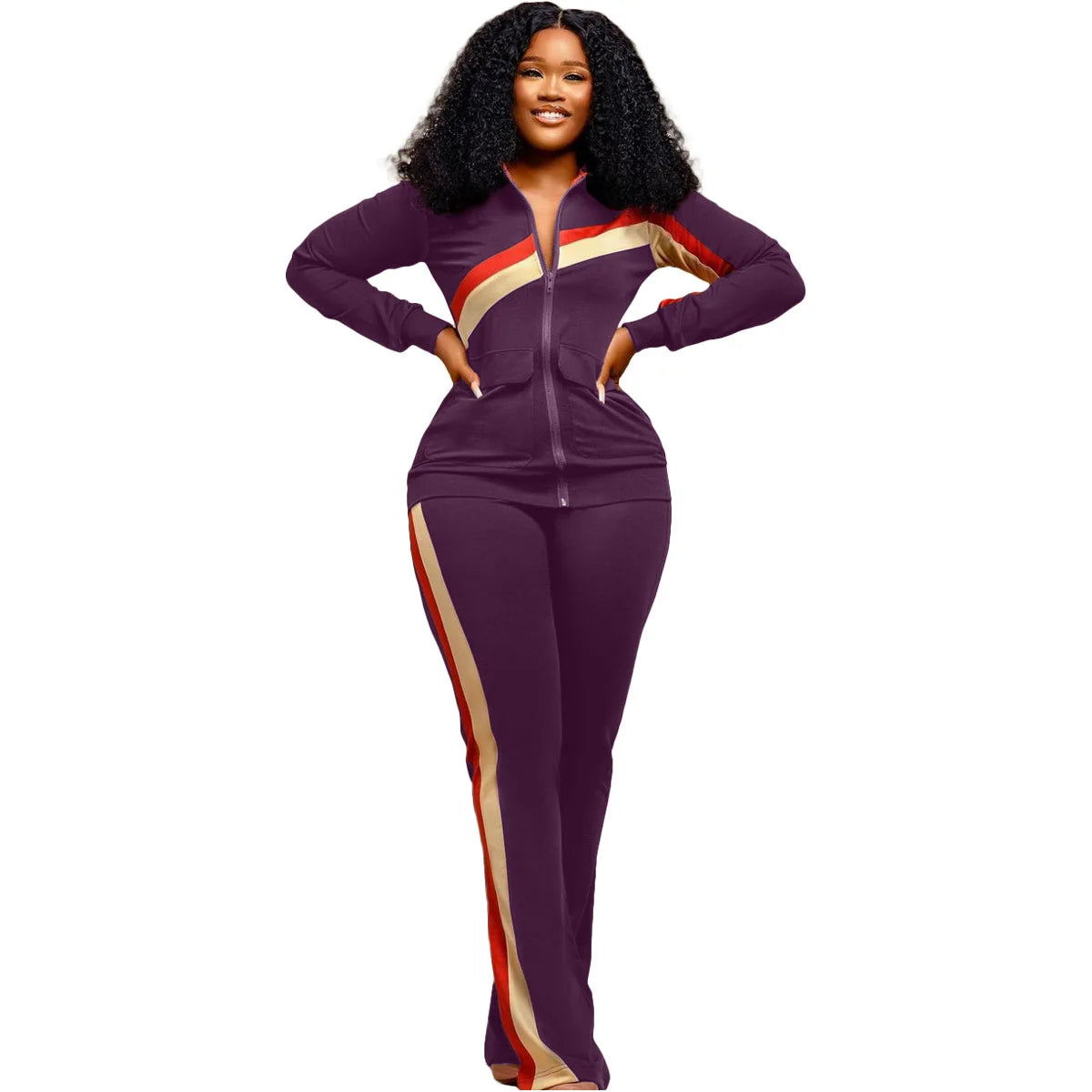 Women Fall Clothes 2025 Slim Zippered V-neck Jacket Trousers Tight Sports Long Sleeves Suit Conjuntos De Mujer 2 Piezas Elegante