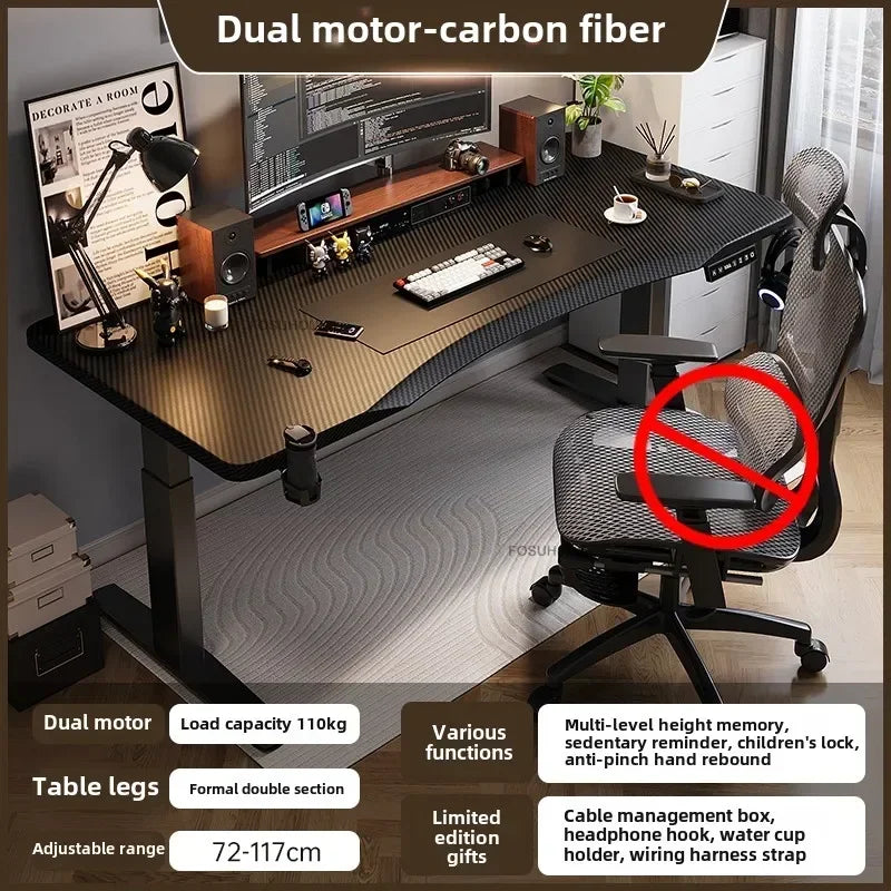 Nordic Office Computer Desks Gaming Table Smart Office Furniture Solid Wood Electric Lift Standing Table Luxury Home Study Table - Kimlud