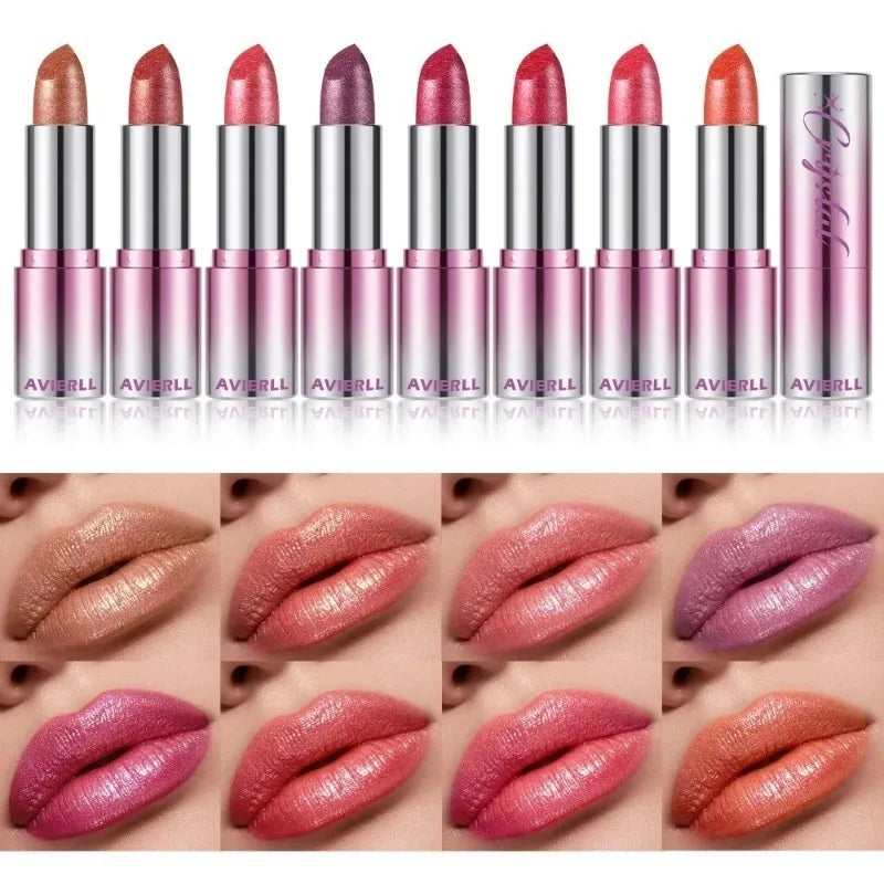 14 Colors Metallic Sparkle Lipstick Polarizing Glitter Shiny Lip Gloss Waterproof Long Lasting Gold Pearl Shine Sexy...