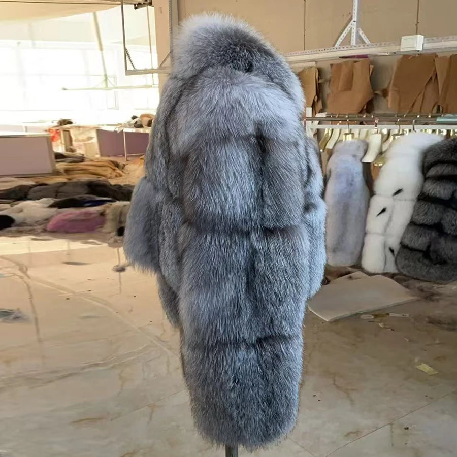 Real Golden lsland Fox Fur Coat With Lapel Natural Golden lsland Fox Fur Coat Real Fur Coat Best Selling Furry Jacket Women