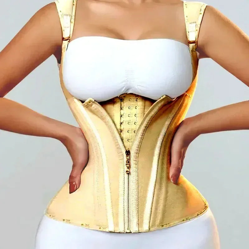 AfruliA Fajas Colombianas Girdles Double Compression Vest Waist Trainer Corset with Zipper Hook Flat Belly Slimming Body Shapers