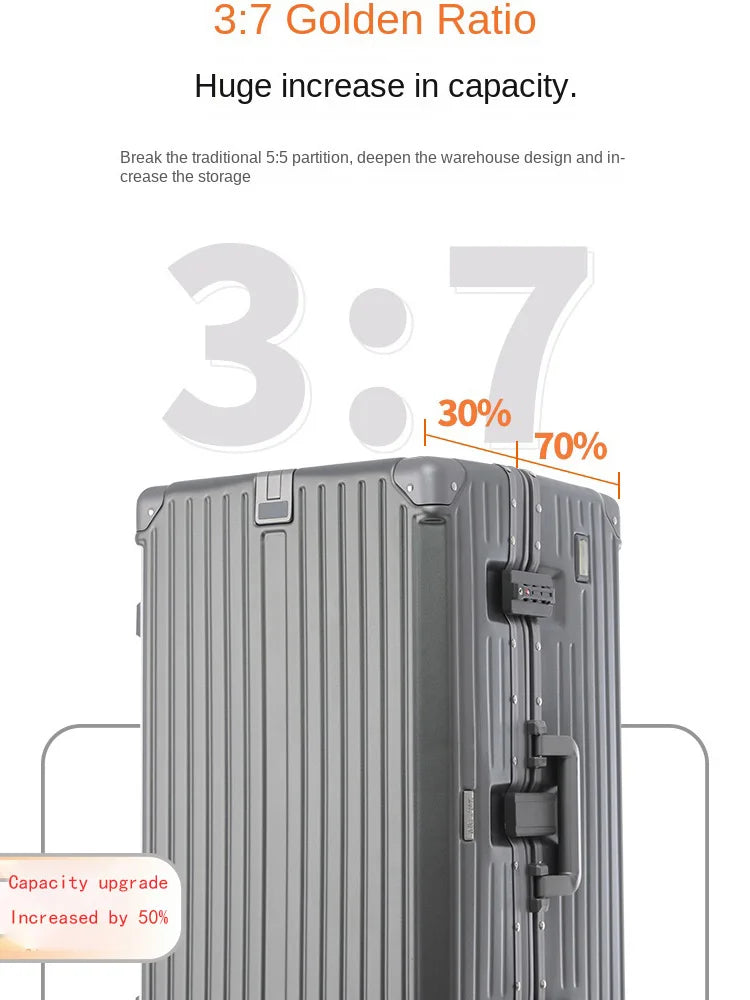 30-36 inch Large Capacity Suitcase 26 Aluminum Frame Luggage Thickened ABS+PC Trolley Case 20'' Carry-on Luggage with...