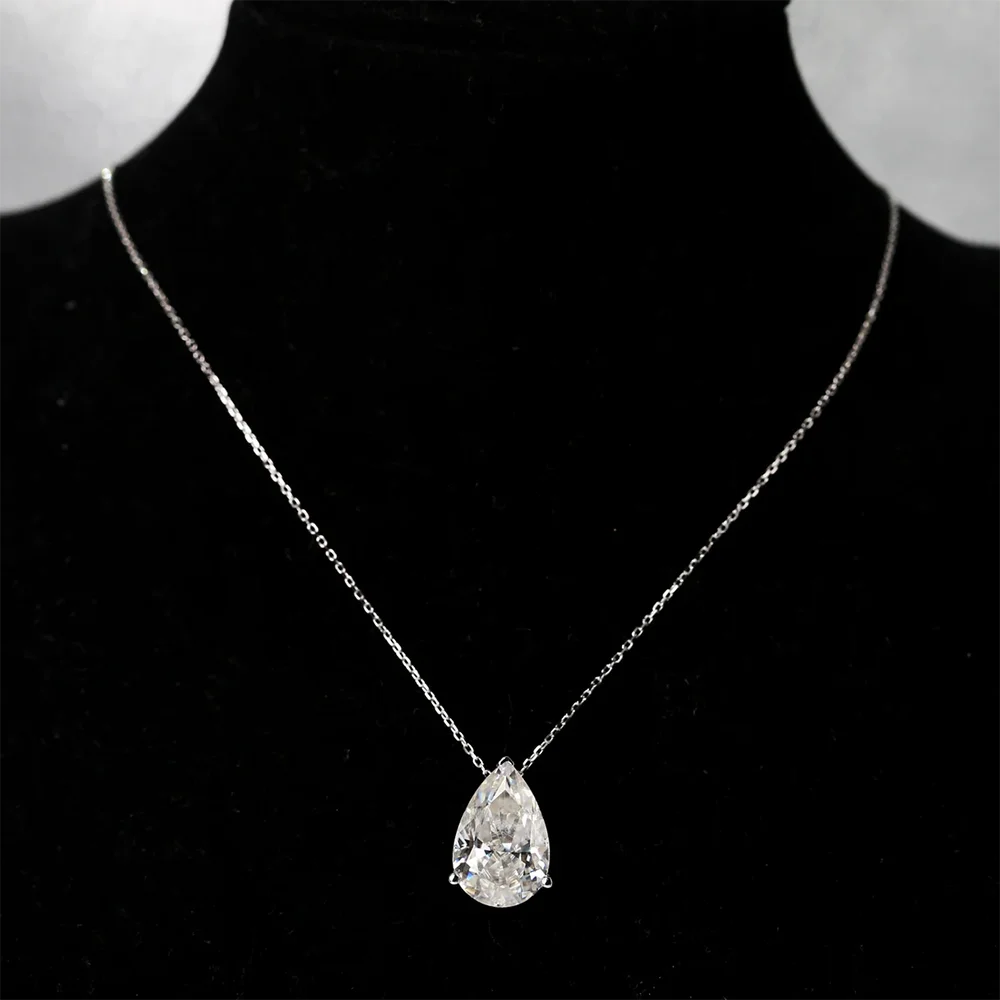 1/2/3/4CT Water Drop Moissanite Pendant Necklace for Women Certified 925 Silver Pear Cut Solitaire Diamond Pendant Neckchain