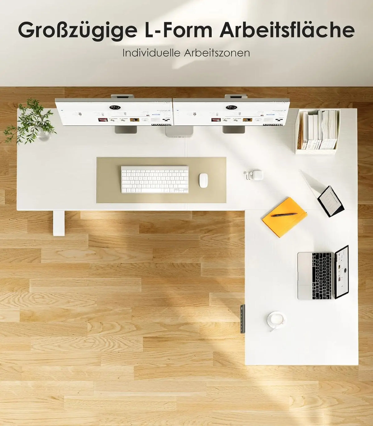 OffiGo L-Shaped Height Adjustable desk 180x140 cm desk Height Adjustable Electric White | Kimlud Office Luxury Desk