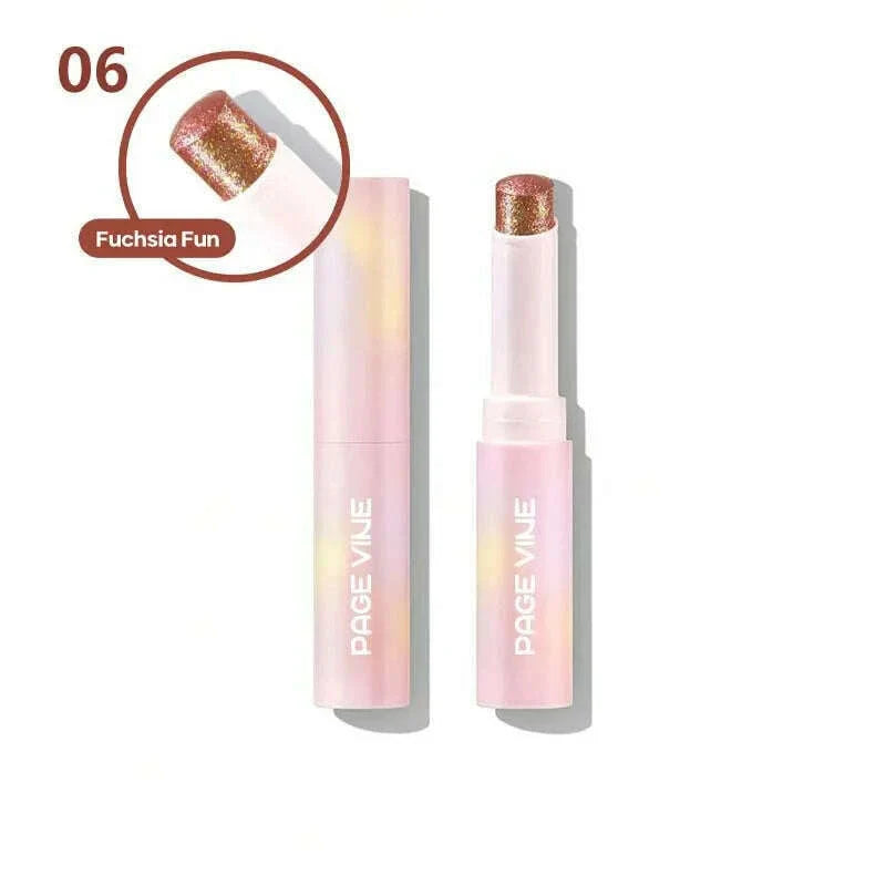 PAGE VINE Crystal Jelly Highlighter Eyeshadow Stick Shiny Multi-colored Pearlescent Shimmer Lip Balm Sparking Shine Face Makeup