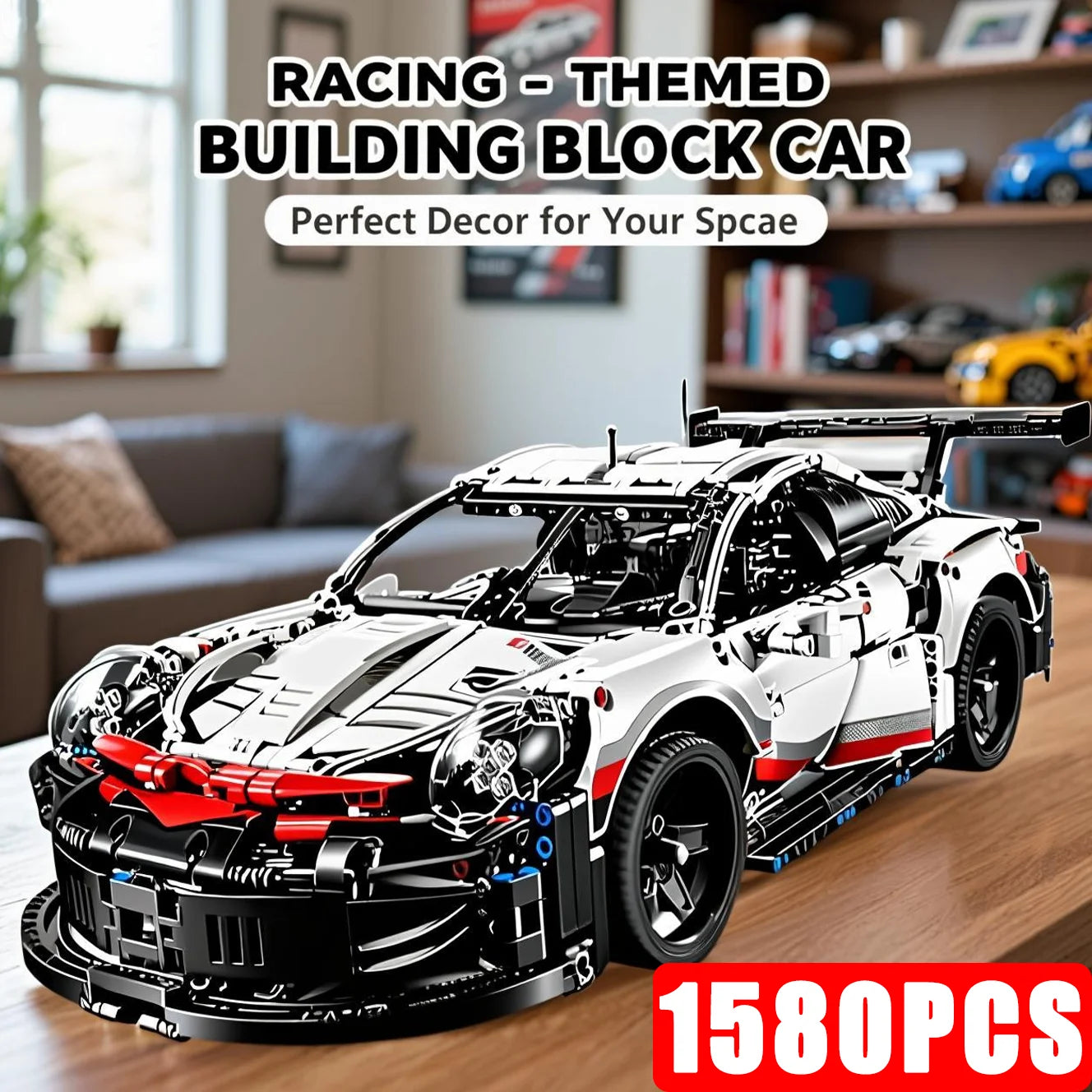 1580PCS+ 1:8 Super Race Car Building Set 42096 Mechanical Group Bricks Assembly DIY Model Toy MOC Creative Collection Gift Decor