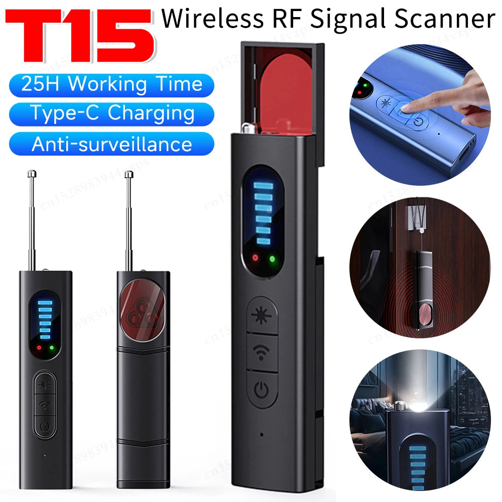 T15 Wireless Camera Detectors 5 Levels Adjustable Sensitivity Camera Detectors Electronic Sweeper GPS Tracker Camera Monitor