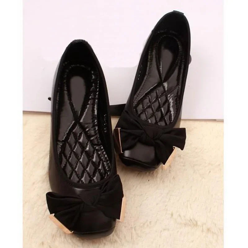 2024 Spring Summer Shoes Women Ballet Flats Sweet Flat Bowknot Laides Brand Shoes Plus Size 41 Black Gold D069