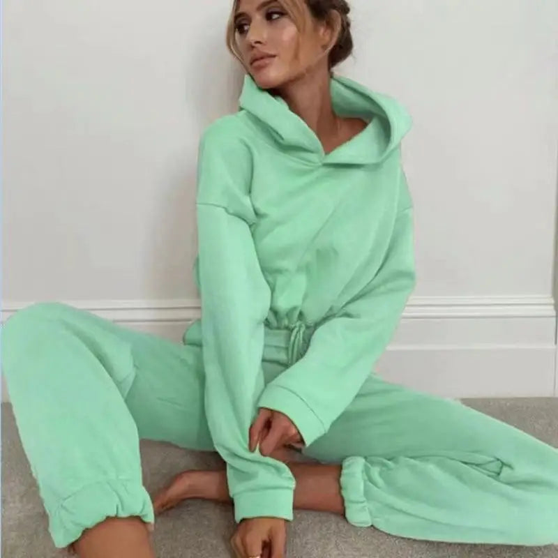Winter Two Piece Sets Women Tracksuit Oversized Suit 2021 Autumn Trouser Suits Female Sweatshirt Solid Sports Hoodie...