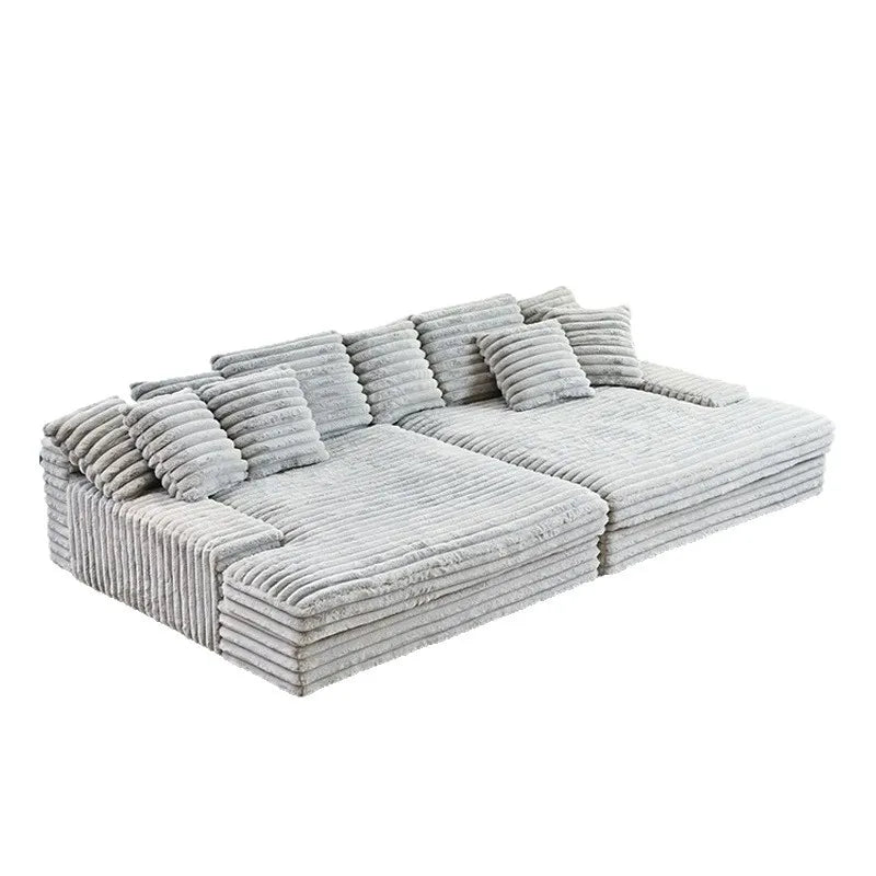 2025 New Vacuum Compression Shar Pei Dog Sofa Italian Minimalist Lazy Sofa Thick Striped Cloud Velvet Villa Large Sofa...