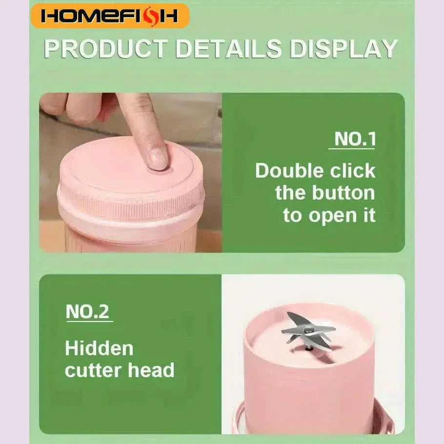 Electric Juicer Cup 6 Blades Blender Milkshake Machine USB Portable Fruit Milk Mixing Tool Mini Fresh Juice Blender Sport