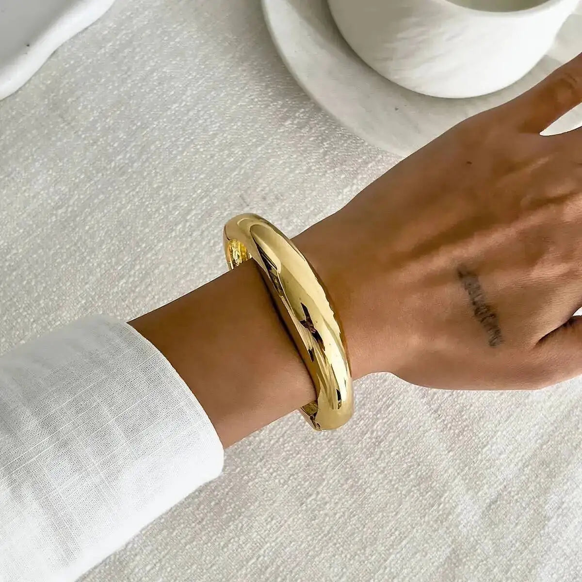 Ingemark 3 Styles Punk Metal Spring Wide Bangles Women Hip Hop Gold Color Geometric Arm Bracelets Grunge Jewelry...