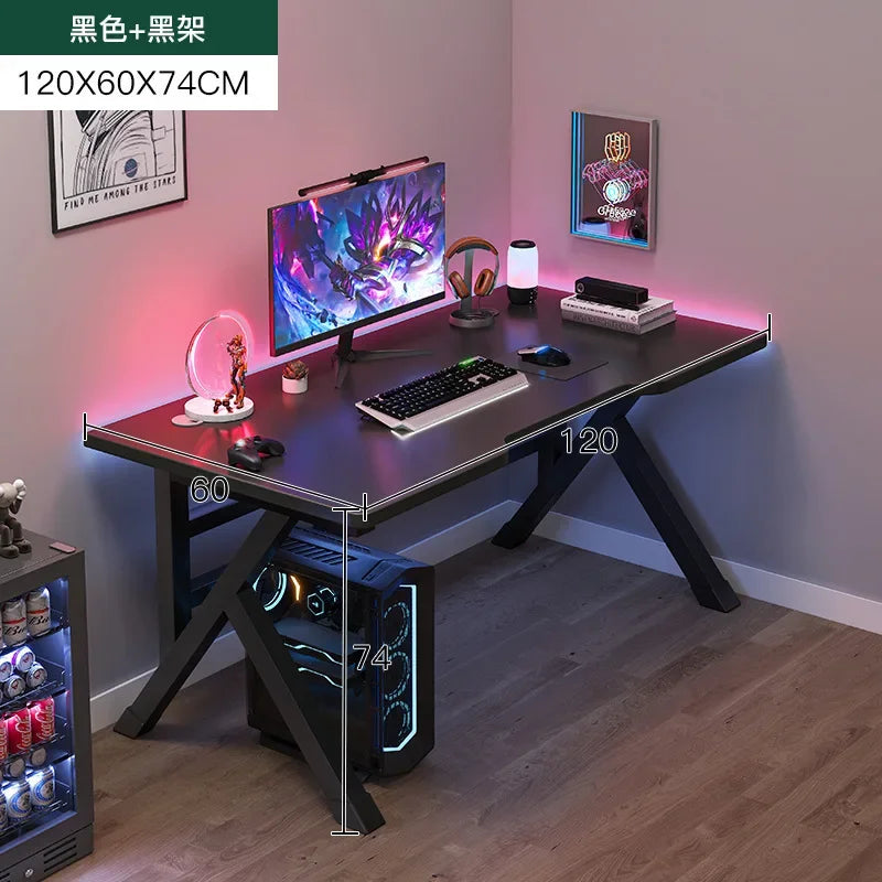 Ergonomic Large Gaming Desk, K-Shaped Gaming Table, PC Gaming Workstation Home Office Desks, Space-Saving, Easy to Assemble