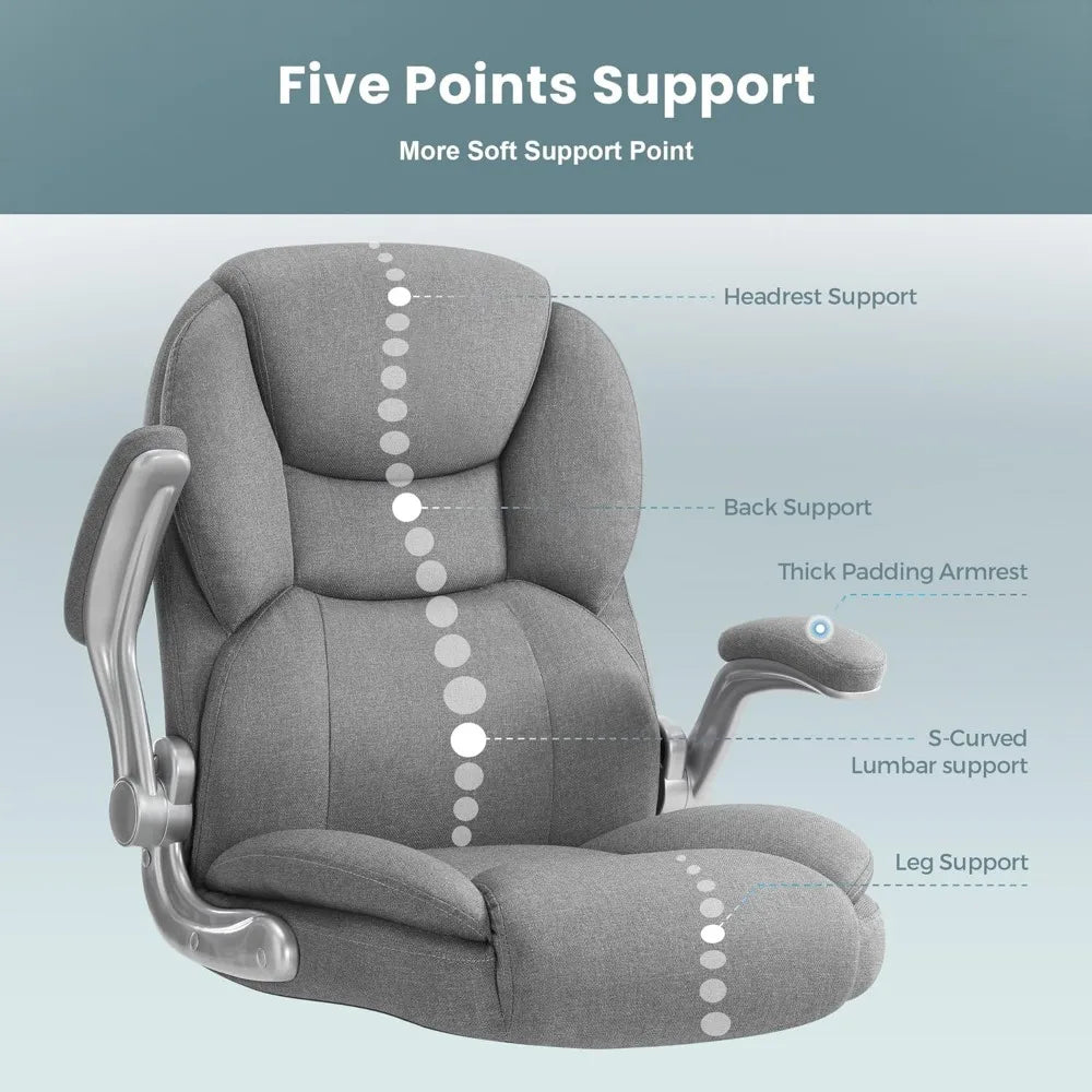 Executive Ergonomic Office Chair for Big and Tall, High Back Desk Chair with Padded Flip-up Armrests and Lumbar Support