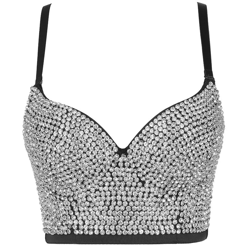 Quality Pearl Tank Tops Rhinestone Women Crop Top Club Clothes Streetwear Y2K Corset Woman Shaper Camis Fashion Feamale Clothing
