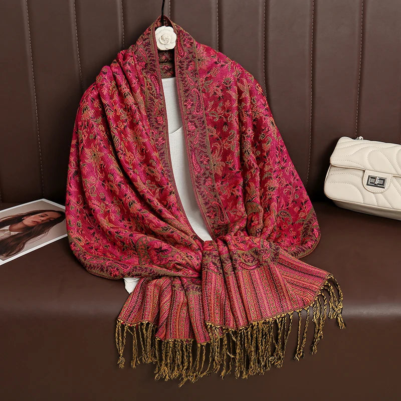 Luxury Brand Autumn Cashmere Pashmina Shawl Lady Wrap Warm Winter Scarves Design Print Female Foulard Cotton Stoles...