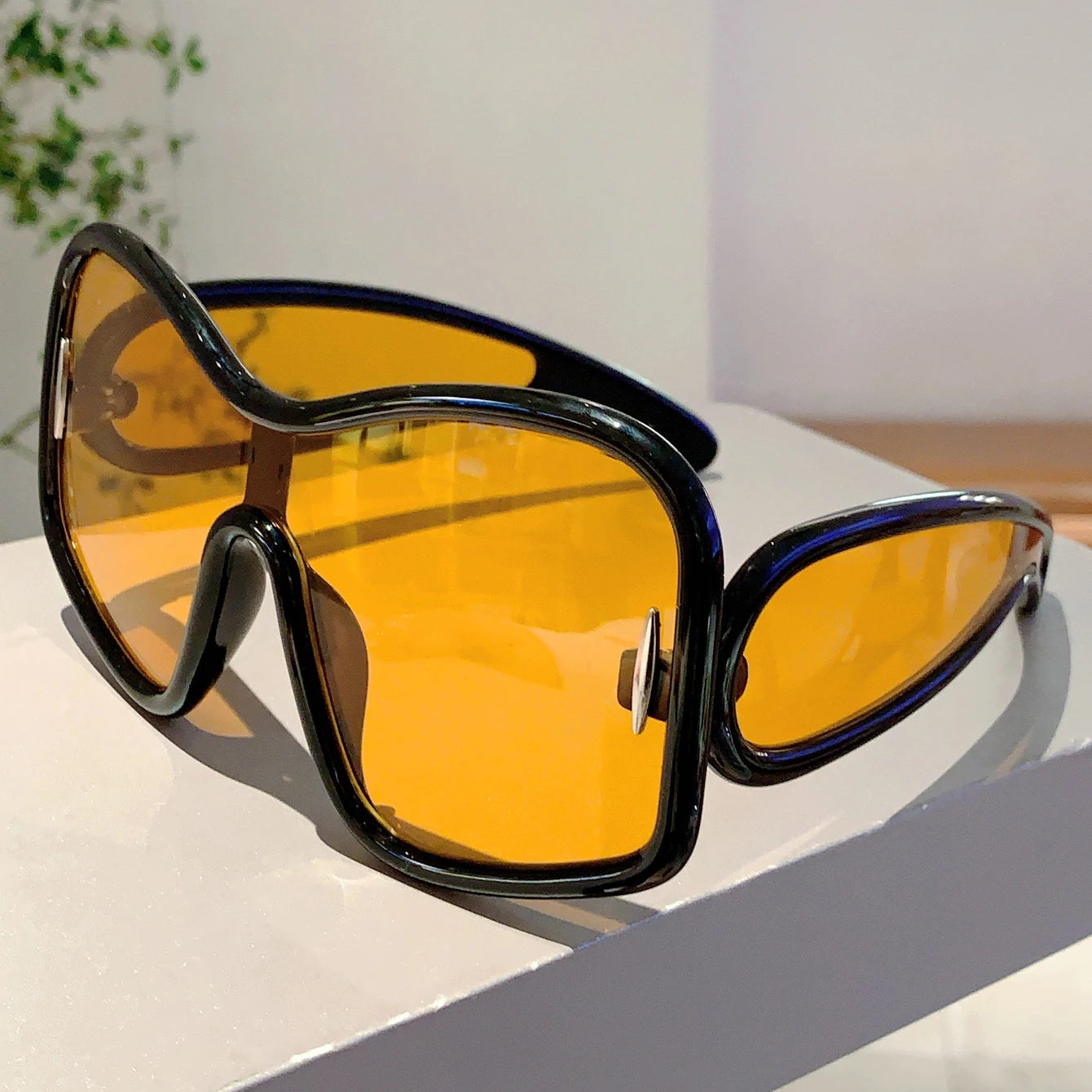KAMMPT Trendy Square Designer Women's Shades Oversize Green Decoration Sunglasses Ins Brand Lady Sun Glasses for Driving Hiking - Kimlud