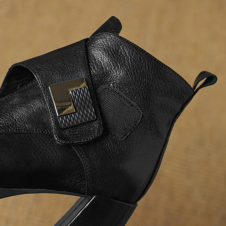 NEW Autumn/Winter Women Boots Genuine Leather Shoes for Women Pointed Toe Chunky Heel Shoe High Heel Modern Boots Platform Shoes