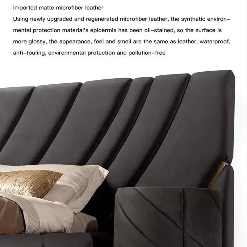 High-end Double Bed Luxury Bedroom Furniture Set Customizable Villa Bedroom Furniture Black Mattress King/Queen Size Bed...