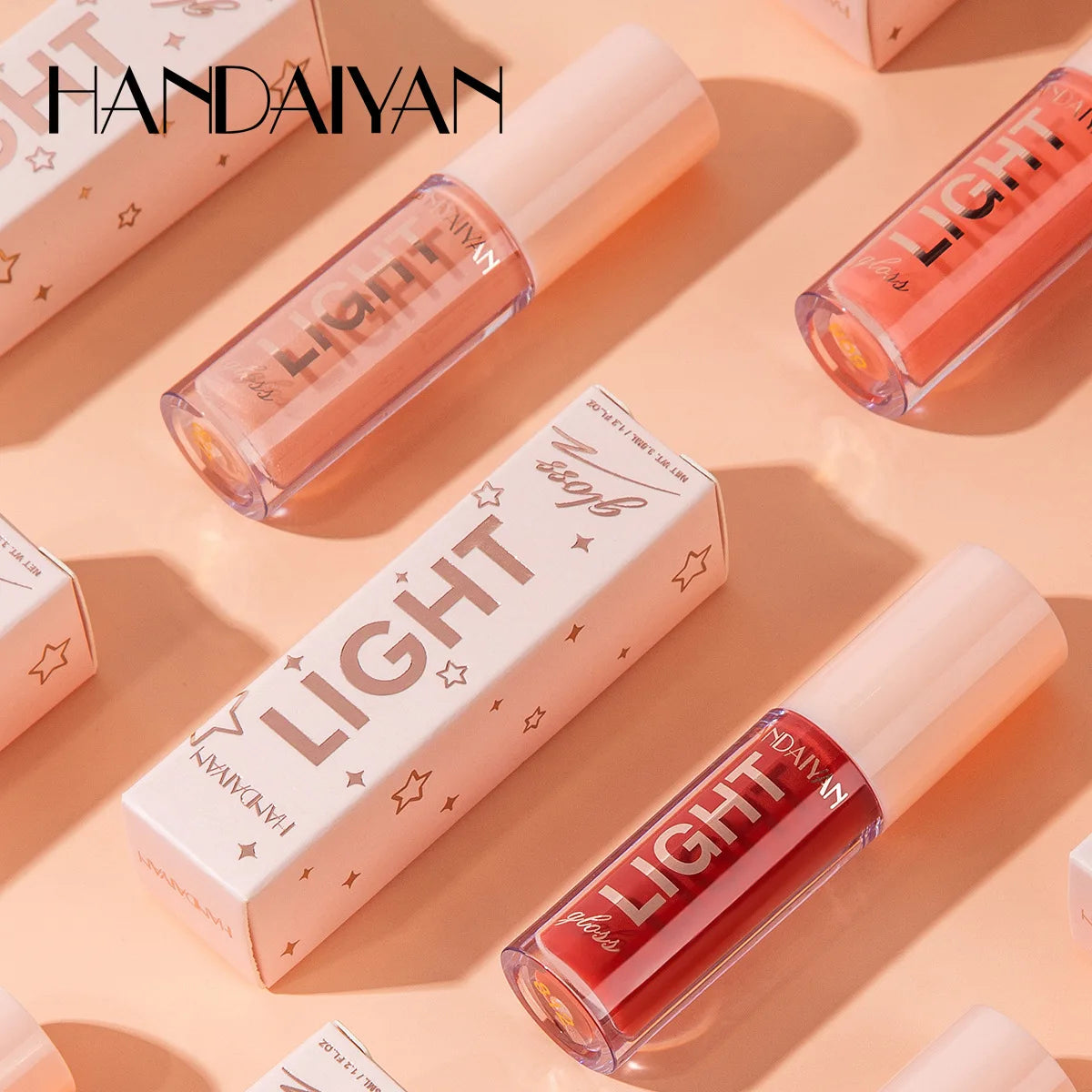 Handaiyan Lip Gloss Transparent Plump Glitter Jelly Mirror Lipstick Liquid Waterproof Moisturize Oil Lipgloss Clear Makeup
