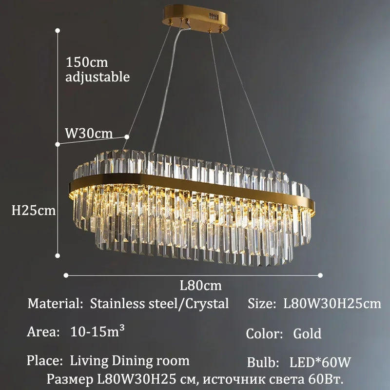 Modern Luxury Crystal Chandeliers Living Dining Room Bedroom Home Decor Pendant Lamp Duplex Villa Lustre Hanging Light Fixture - Kimlud