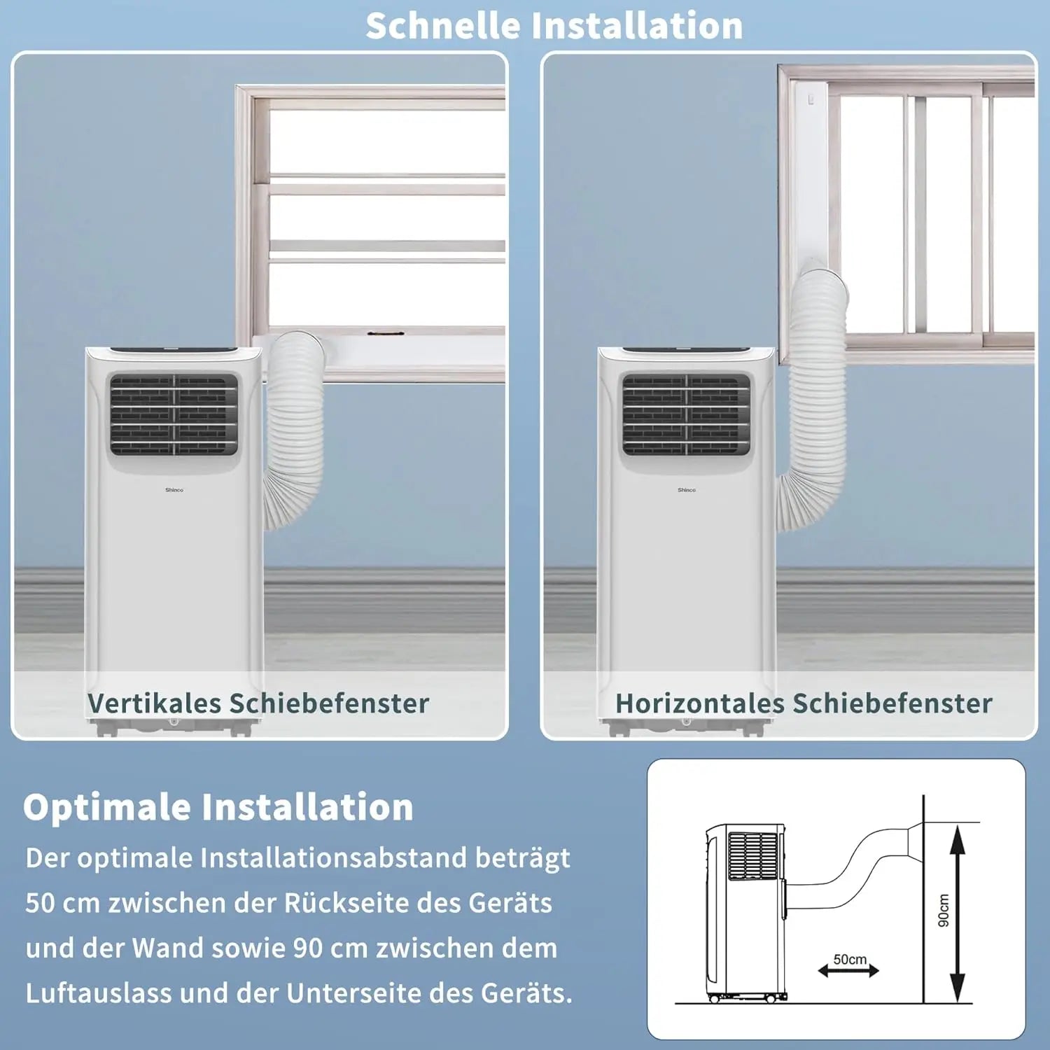 Shinco Mobile Air Conditioner, 7000 BTU, 2.05 kW, 3-in-1 Air Conditioning, Cooling & Ventilating & Dehumidifying, Mobile...