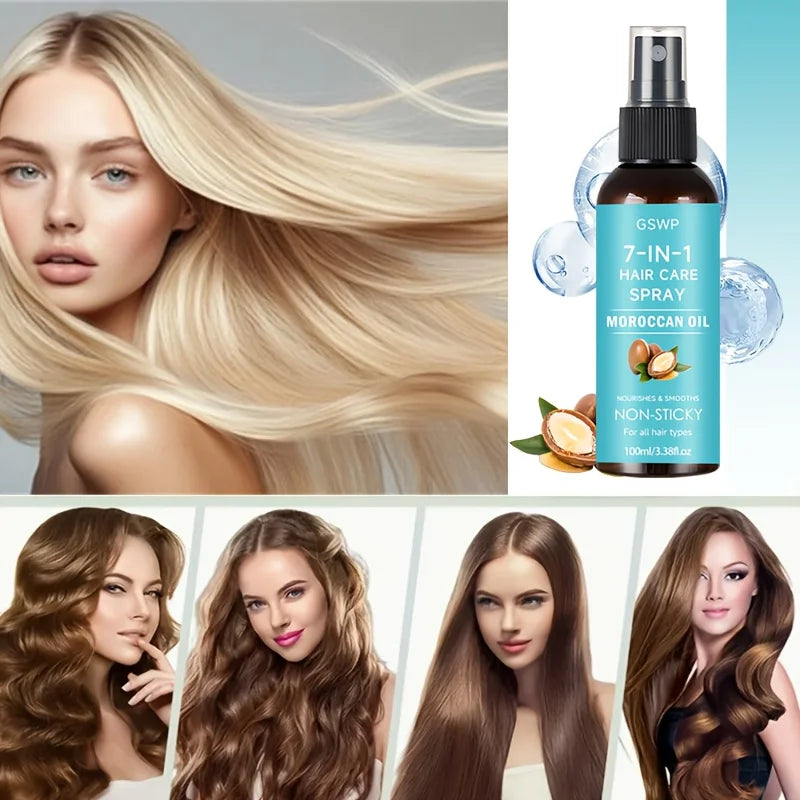 GSWP 7-in-1 Argan Oil Hair Spray, moisturizes hair, provides heat protection, and leaves hair smooth, shiny, and...