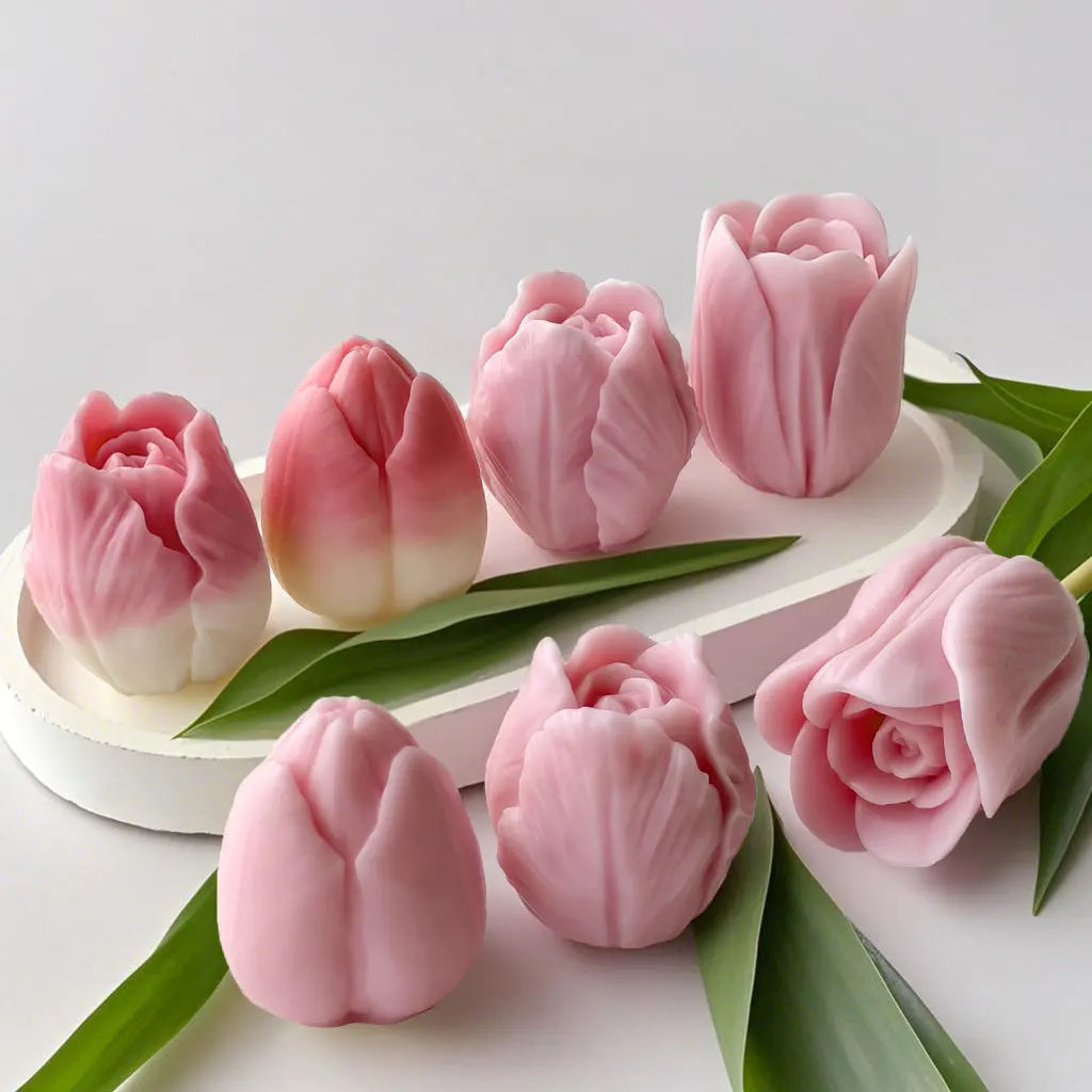 DIY Flowers Tulip Silicone Mold Handmade Scented Candle Plaster Resin Molds Homemade Cookies Chocolate Candy Baking Tool