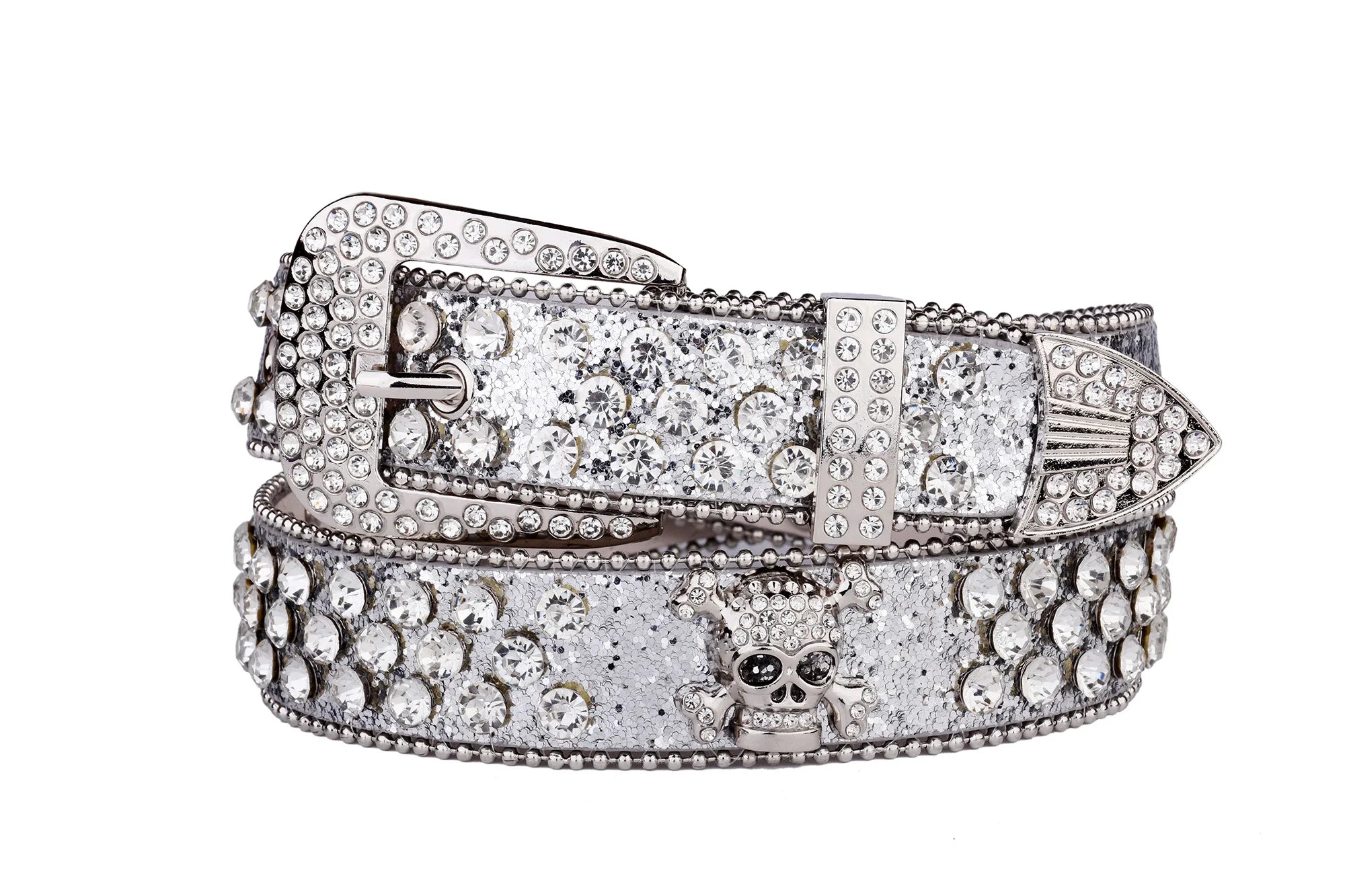 Rhinestone SkullBelt Western Cowgirl Belts For Women Girls Studded PU Leather Country Belt