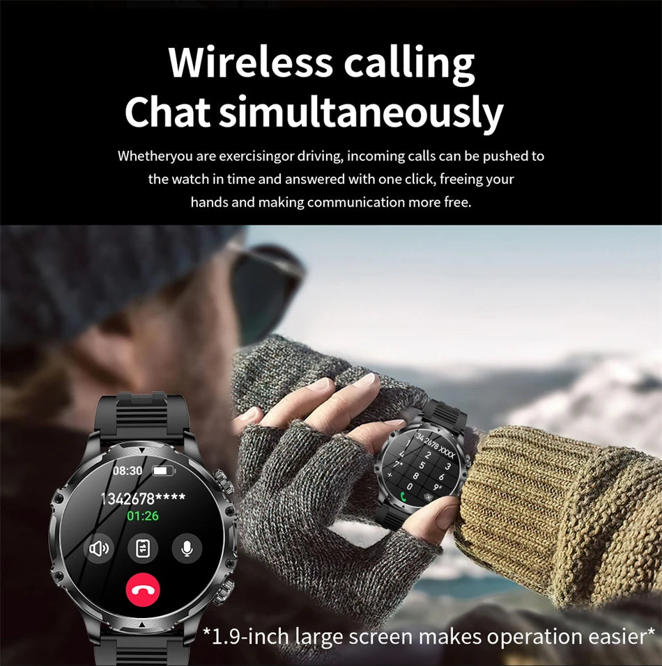 2025 New Men Outdoor Sport Smart Watch 1.9" HD Touch Screen 800mAh Battery Life 100+ Fitness IP68 Waterproof for xiaomi watch