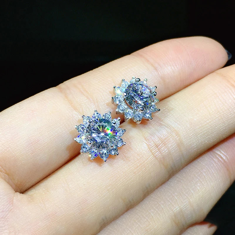 Cute Female Small Water Blue Round Earrings Crystal Stone Fashion Silver Color Wedding Jewelry For Women - Kimlud