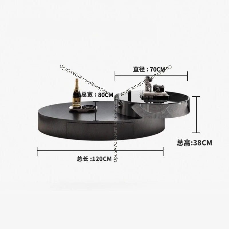 Italian Luxury Oval Coffee Tables Modern Minimalist Rotatable Center Coffee Table Set Stainless Steel Living Room...