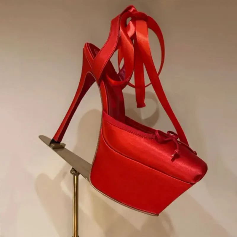 New 2026 Woman's Lace-Up High Heeled Shoes Square Toe Thin Heels Platform Pumps Mujer Pleated Slingback Wedding Luxury Sandals