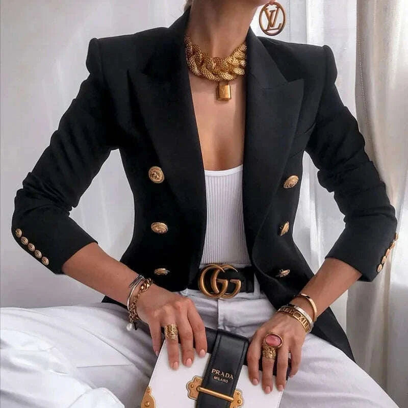 Ladies Fashion Solid Coat Luxury Female Coats Casual Blazer Korean Spring Autumn Clothing Women Slim Suit Coat Office Jacket
